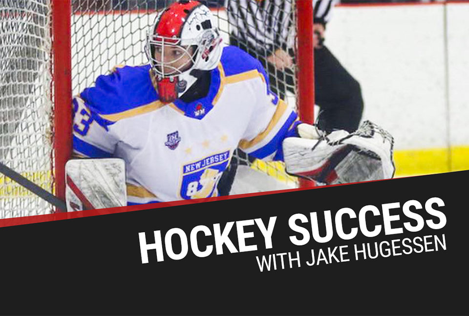 A Youtube thumbnail of Jake Hugessen's hockey training success article.